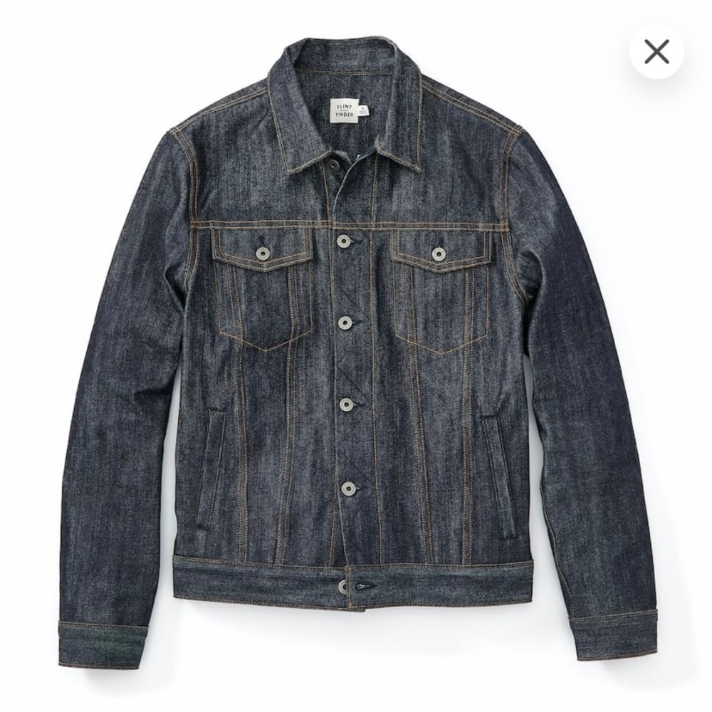 Flint And Tinder Huckberry Defender Raw Denim Trucker Jacket Size XXL